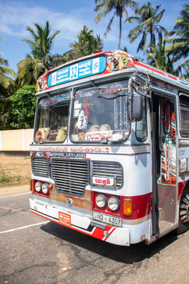 A Sri Lankan bus on the road, Sri Lanka