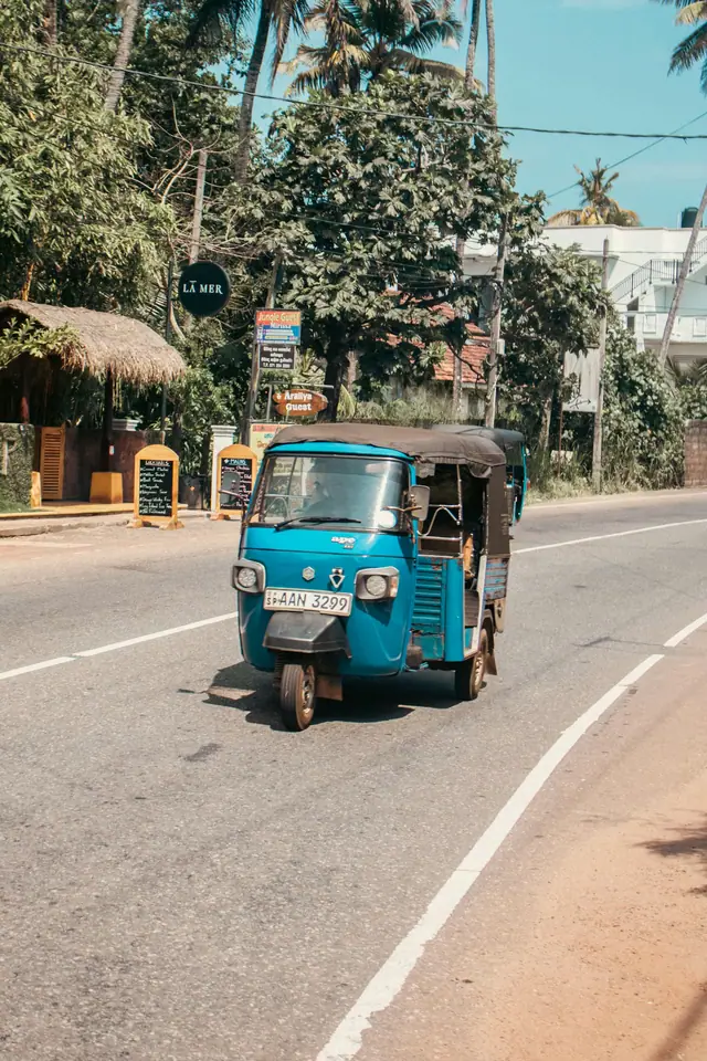 A tuk-tuk on the road, Sri Lanka